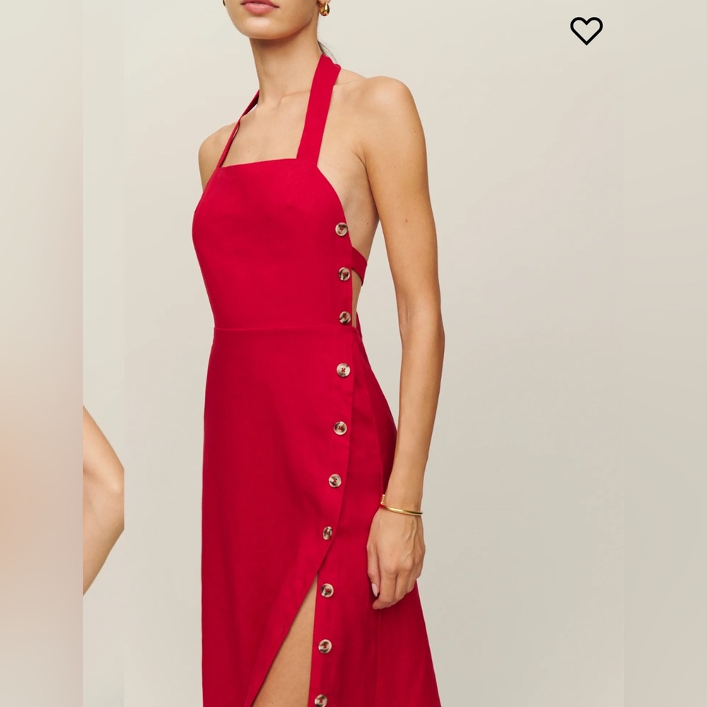 NWT Reformation Mar Linen Red Dress size 12